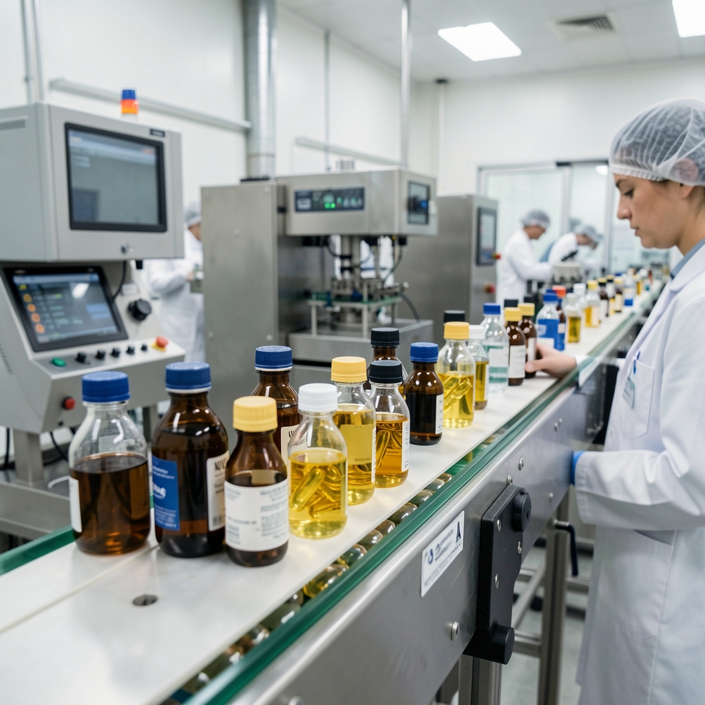 Laboratórna kontrola kvality softgélov s koenzýmom Q10 na výrobnej linke Nature Made